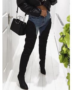 Mode Overknee-Stiefel mit Stiletto-Reißverschluss in Schwarz mit spitzer Zehenpartie