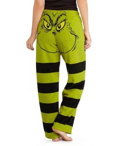 Pantalones largos patrón de rayas cordón moda navideña verde.