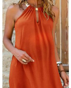 Orange Cut Out Sequin Halter Neck Off Shoulder Sleeveless Fashion Maternity Mini Dress
