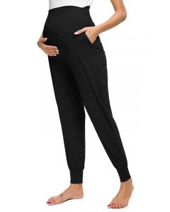 Leggings poches taille haute casual maternité noir