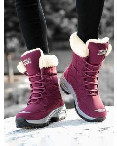 Date Red Round Toe Lace-up Outdoors Snow Boots