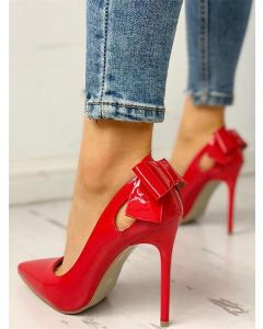 Red Point Toe Stiletto Bow Fashion High Heels