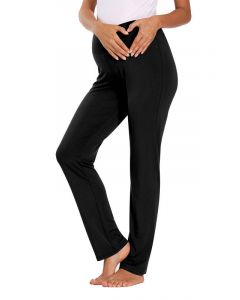 Pantalones pijama de maternidad casual de cintura alta de modal 7/8 negro