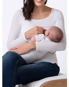 White Multi-Functional Breast Feeding Long Sleeve Casual Maternity Nursing T-Shirt