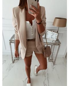 Apricot Pockets Turndown Collar Long Sleeve Going out Blazer
